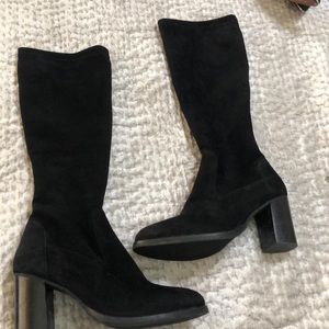 Barneys New York Strtch Faux Suede Knee High Boots